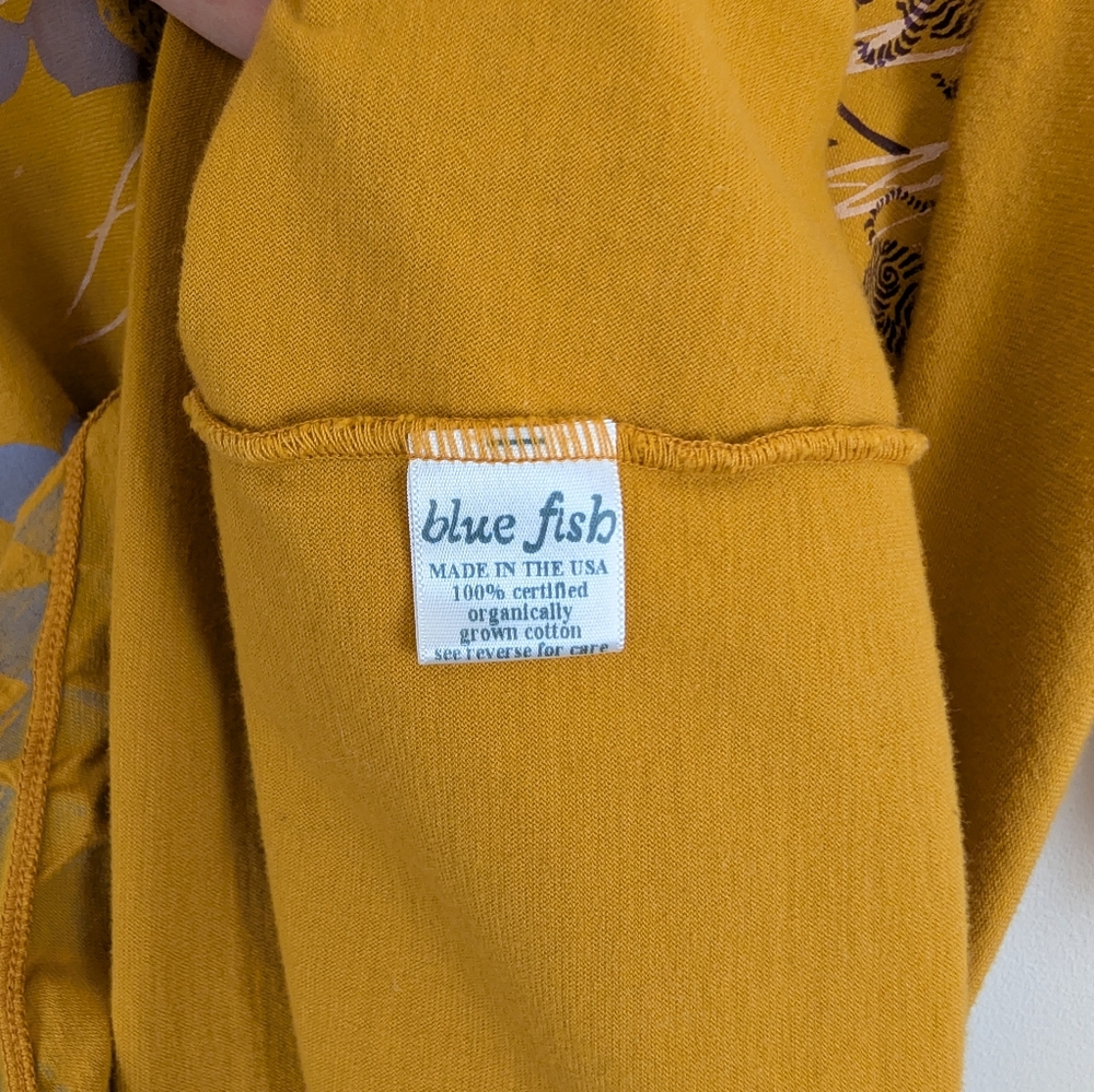 Blue Fish Block Print Half Sleeve V-neck Dress - Picture 4 of 10